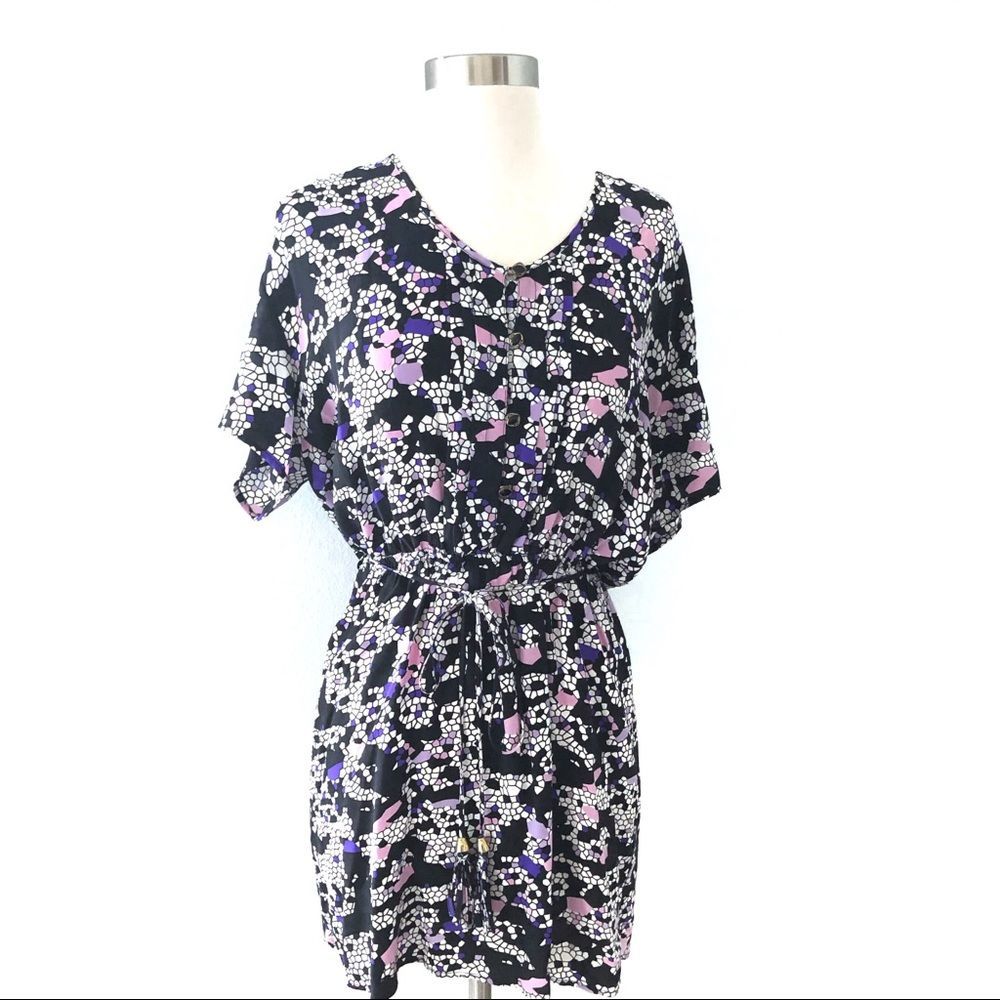 Yumi Kim Short Sleeve Voronoi Pattern Dress Tassle